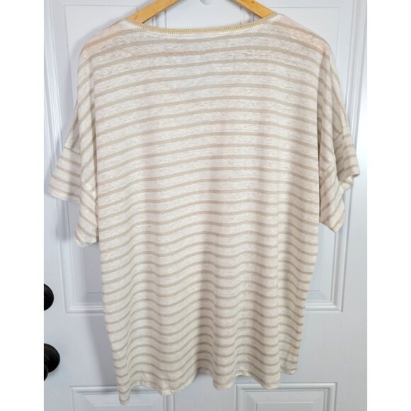 Chico's V-Neck Striped Linen T-Shirt Size XL (Chico's Size 3) - Picture 6 of 6